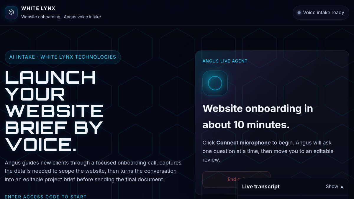 White Lynx onboarding portal screenshot